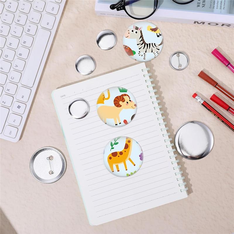 200 Sets Button Maker Supplies 58Mm/2.25 Inch Blank Buttons Pins Parts 32Mm/1.26 Inch Round-Metal Blank Badges-Parts