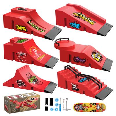 Finger Skateboard Spielzeug Mini Rampe Geländer Set Fingerspitzen Skateboards Sport Training Park Modell Fingerboard Spiel für Kinder Erwachsene