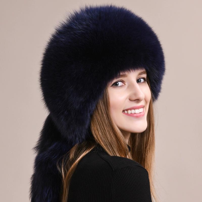 

Шапка из меха лисы женская зимняя кожаная монгольская шапка этническая ветрозащитная ухо теплая северо-восточная норковая соломенная шапка детская зимняя one size(56-60cm) серо голубой