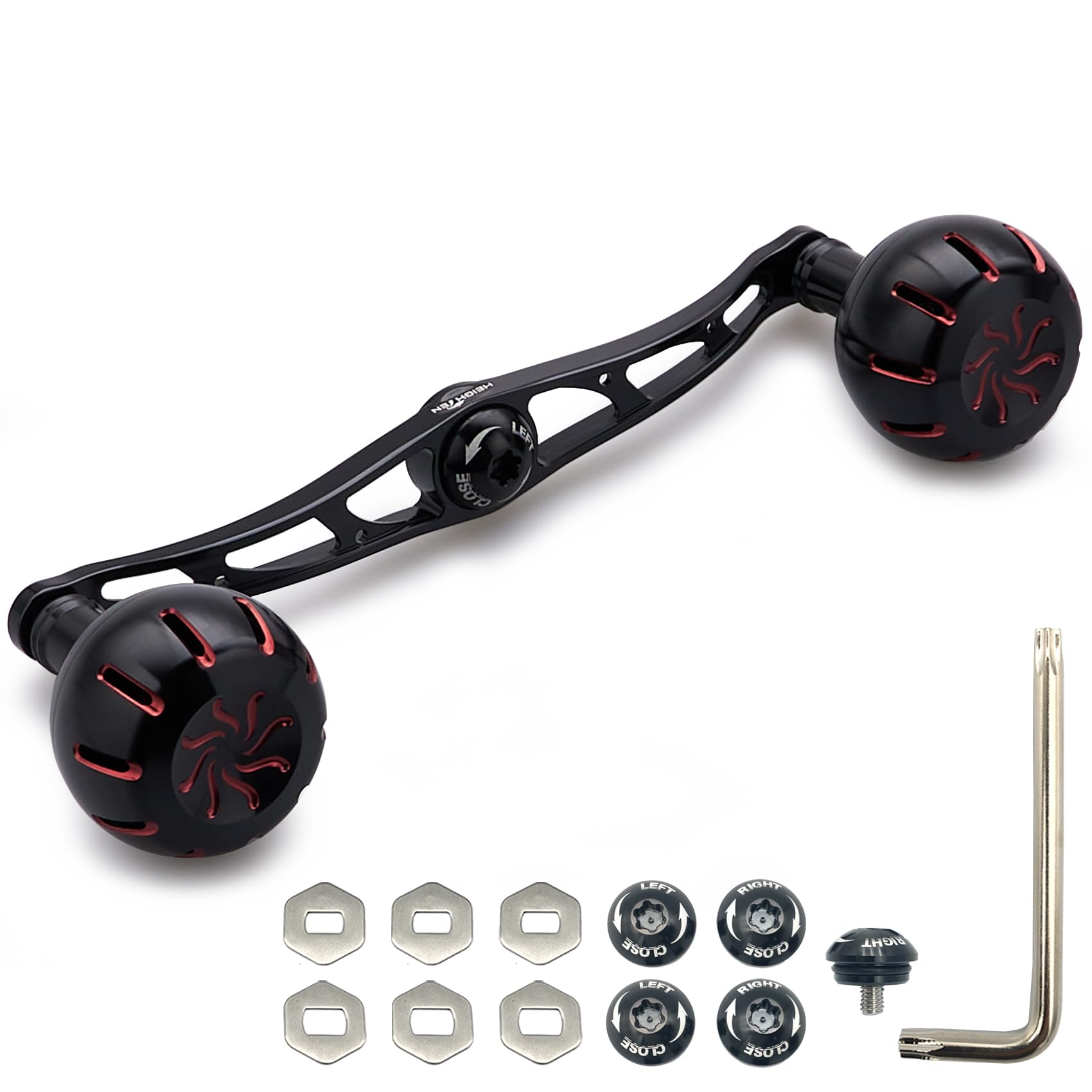 

Рукоятка катушки HEIGHTEN 130 мм с ручкой 35 мм для Abu Universal Baitcasting Chrysant Series Shimano, Daiwa, Garcia, Катушка, (черный (Ручка) & Черный/Красный