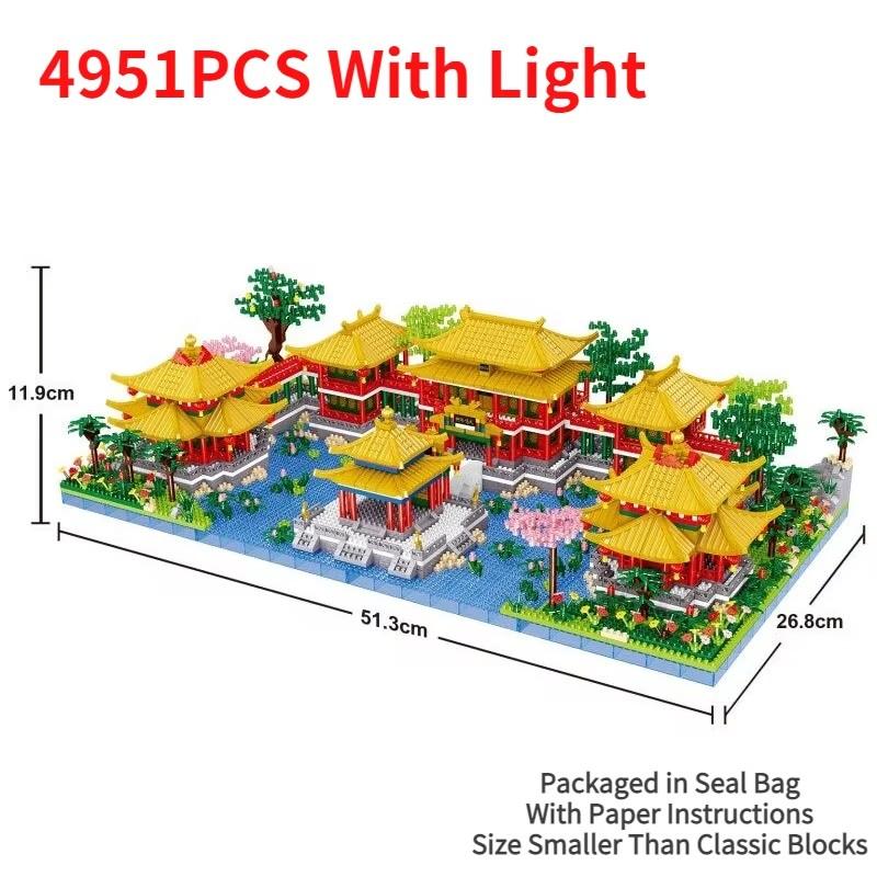 Chinese Architecture Micro Building Blocks Model Tower West Lake Trees Diy Diamond Bricks With Light Toys For Kids Adults Gift