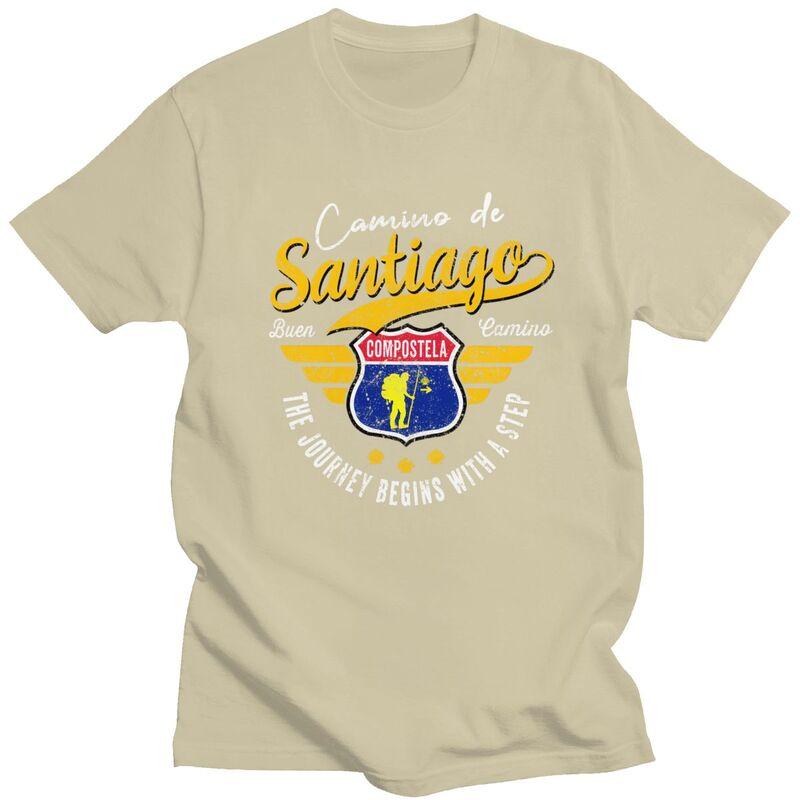 Custom Fashion Buen Camino De Santiago T Shirts Men Short Sleeve Tshirts Streetwear Tee 100 Cotton Slim Fit Tshirts Gift