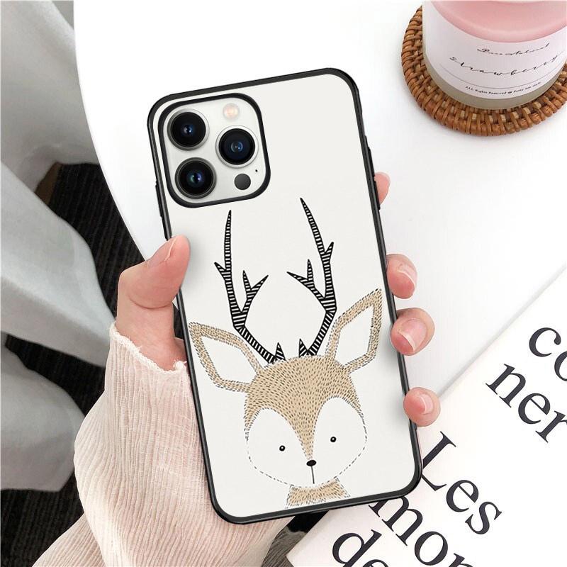 Animal Head Wearing Flowers Hedgehog Fox Phone Cover For Iphone 14pro 11pro 12 13promax 5 6s Xs 7 8plus SE Xr 12mini Coque Cases
