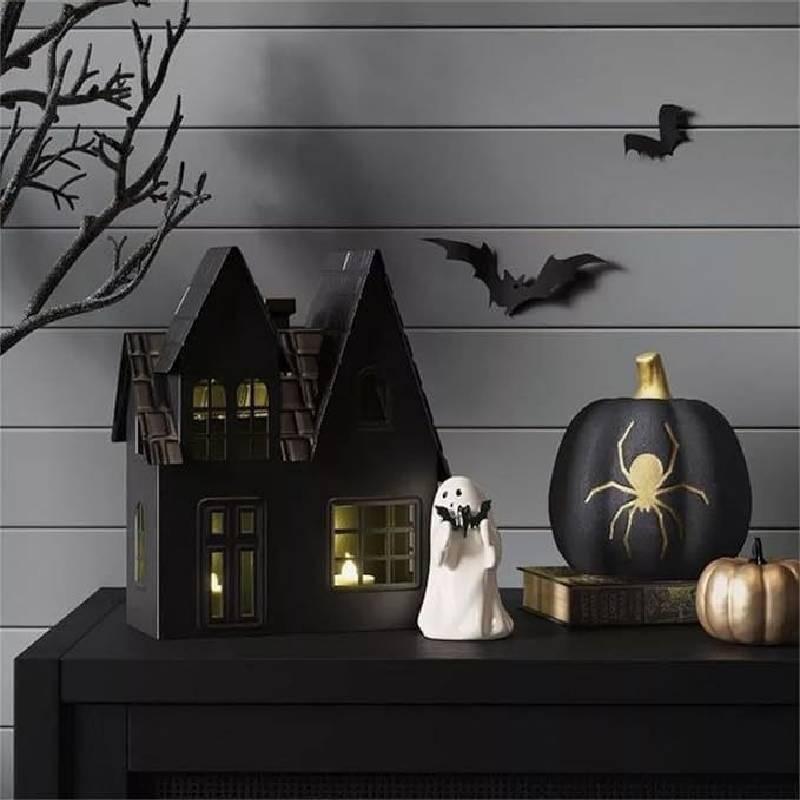 Charming Resin Pumpkin Bat Ghost Decoration For Festive Halloween Table Centerpiece