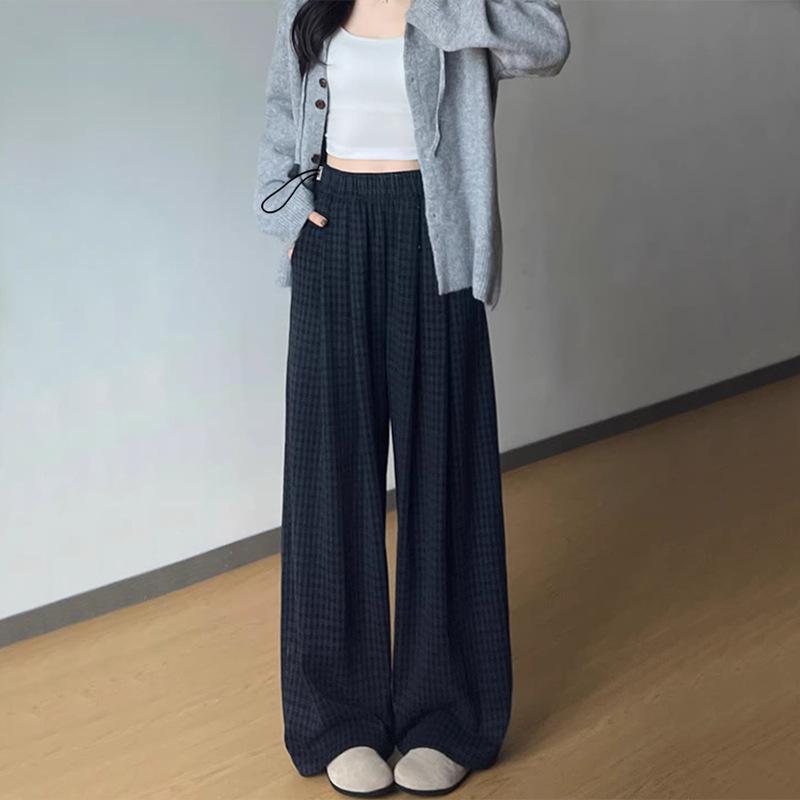 2026 Spring Maternity Plaid Wide-Leg Long Pants 2XL