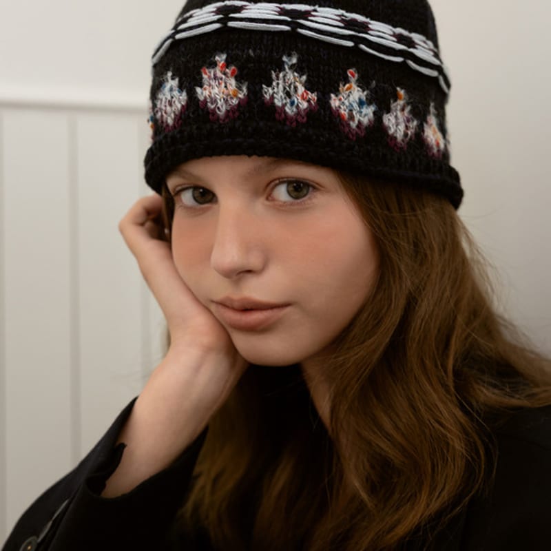 

TATIANA Fork Pattern Knit Beanie HT8212 NAVY