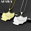 Collana con Ciondolo Mappa Afghanistan Nome Provincia per Uomo Donna Acciaio Inossidabile Colore Oro Etnico Nazionale Geografia Catena Gioielli