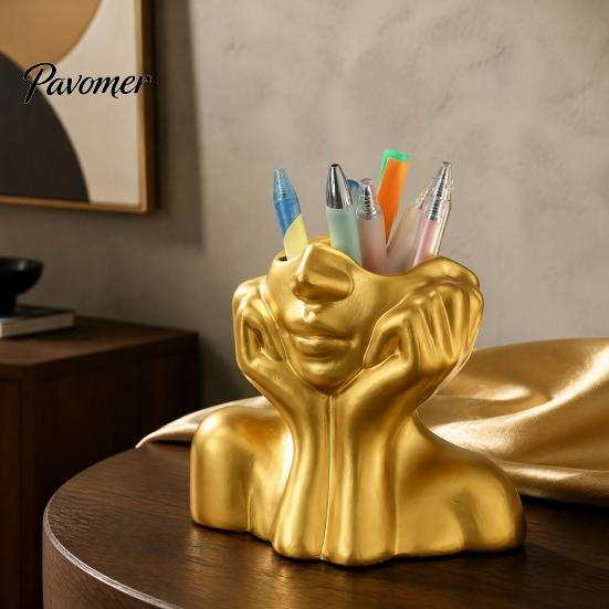 Office Supplies Organizer Abstract Face Vase, Artistic Female Pen Holder, Makeup Brush Home Aesthetic Decor Modern Decorative Vase Centerpiece