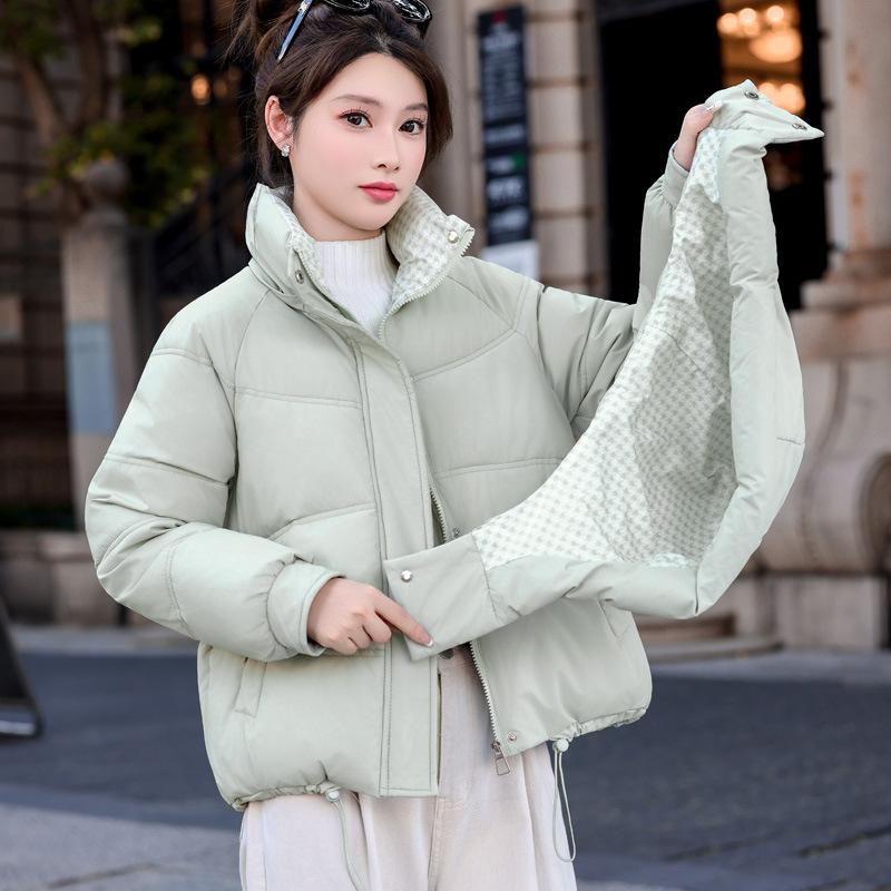 Nový zimní bavlněný kabát, bavlněná bunda, s kapucí v korejském stylu, všestranná a módní dámská volná jednoduchá a módní krátká bunda