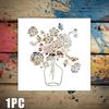 Flower Pattern Painting Stencil for Journal Decoration - Reusable PET Template