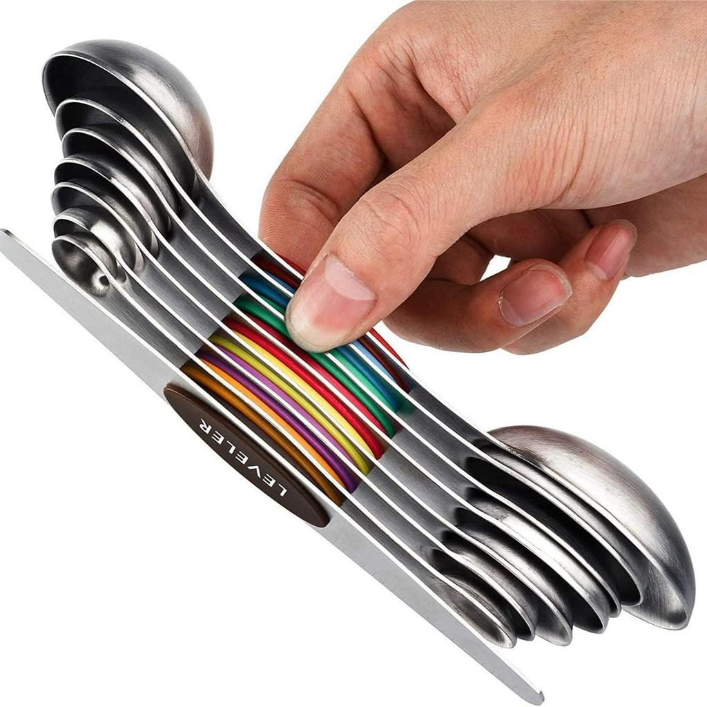 Magnetic Stackable 430 Stainless Steel Double-Ended Measuring Spoon Set with Scale