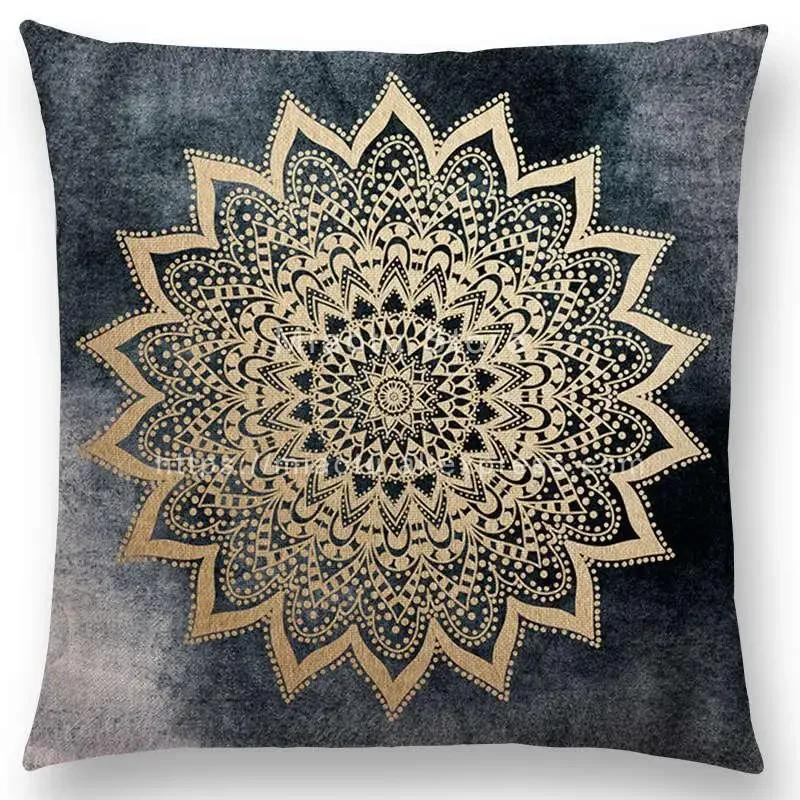 Neuer verträumter Regenbogen Boho Wunderschöne Mandalas Freier Geist Savanne Drucke Goldene Nächte Seelen Kissenbezug Sofa Überwurf Kissenhülle