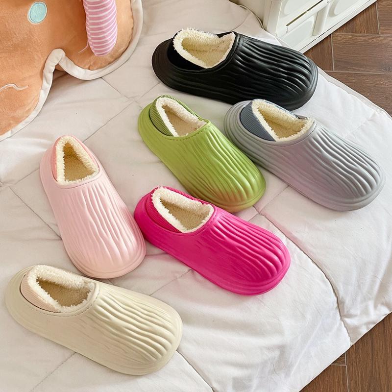 Zimní zateplené Dámské Pantofle Běžné Plyšové Ploché Domácí Vodotěsné Neklouzavé Boty Vnitřní Venkovní Silná platforma Domová pantofle