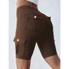 Breathable hip lift button pocket sports yoga shorts women's spring and summer leggings