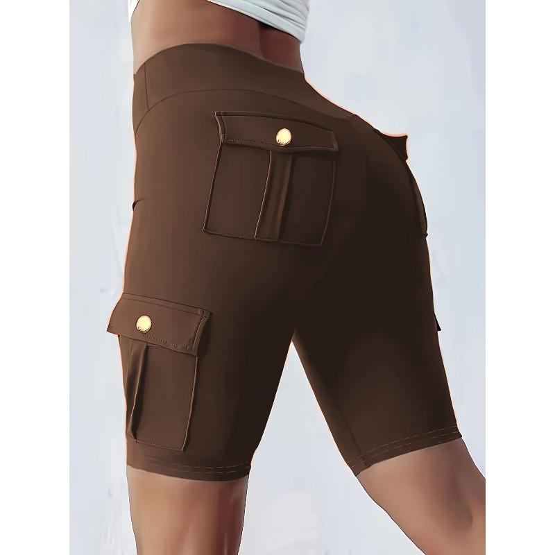 Breathable hip lift button pocket sports yoga shorts women's spring and summer leggings