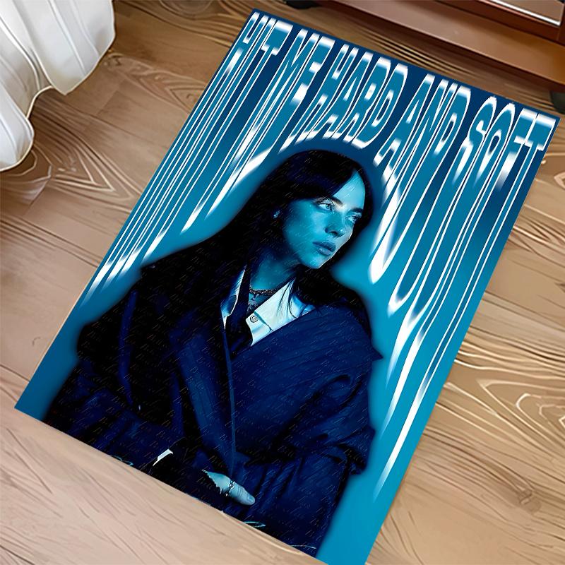 1pc Singer Billie Eilish1 Print Area Rug - Soft, Washable Non-Slip Indoor Mat for Office Chairs, Living Room, Home Office Decorative Rug