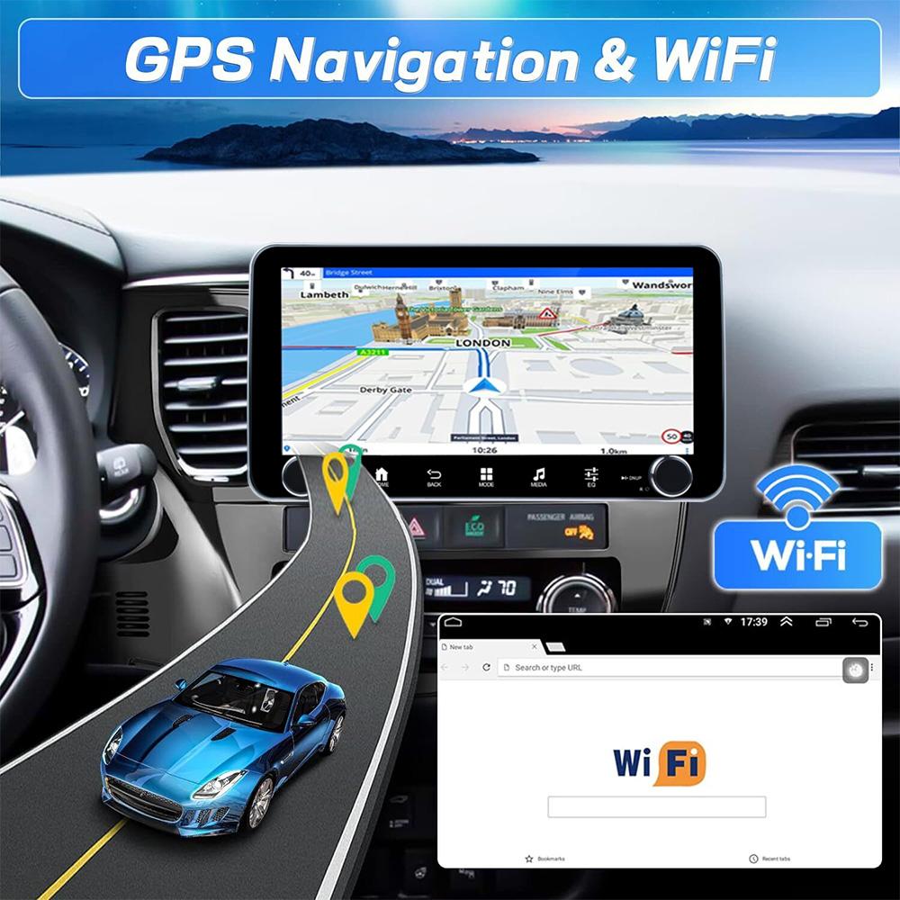 1 DIN 10,33'' Autorádio Android 12 Bezdrátové Carplay Auto GPS Navigace WIFI Univerzální Multimediální Přehrávač 4G 8JÁDRO