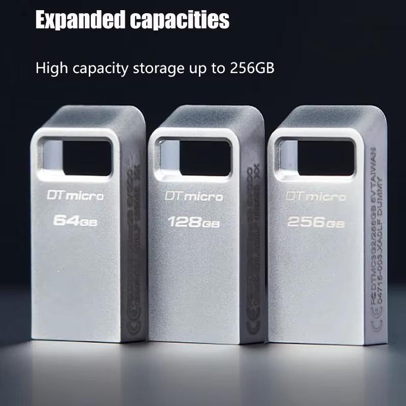 Kingston 128G Mini Metal Pen Drive USB3.2 Memory Stick 64GB/128GB/256GB DTMC3G2 USB Flash Drive 200Mb/s Car U Disk Silver Pendrive Ultra-Small Premium