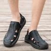 Mode Britischer Stil Trendige Herrensandalen Handgefertigte Sohlen Leichtgewichtige Outdoor-Strandschuhe Vielseitige Tägliche Herren Leder Freizeitschuhe