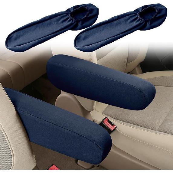 2PC Car Front Seat Armrest Covers,Universal Size Seat Arm Rest Cover,Flat Cloth Fabric Armrest Cover,Car Interior Accessories(Black,1Pair)