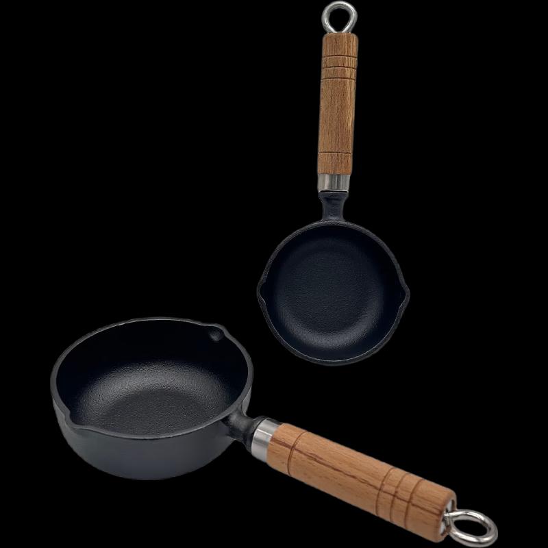 

ZISIZ Cast Iron Frying Pan with Wooden Handle