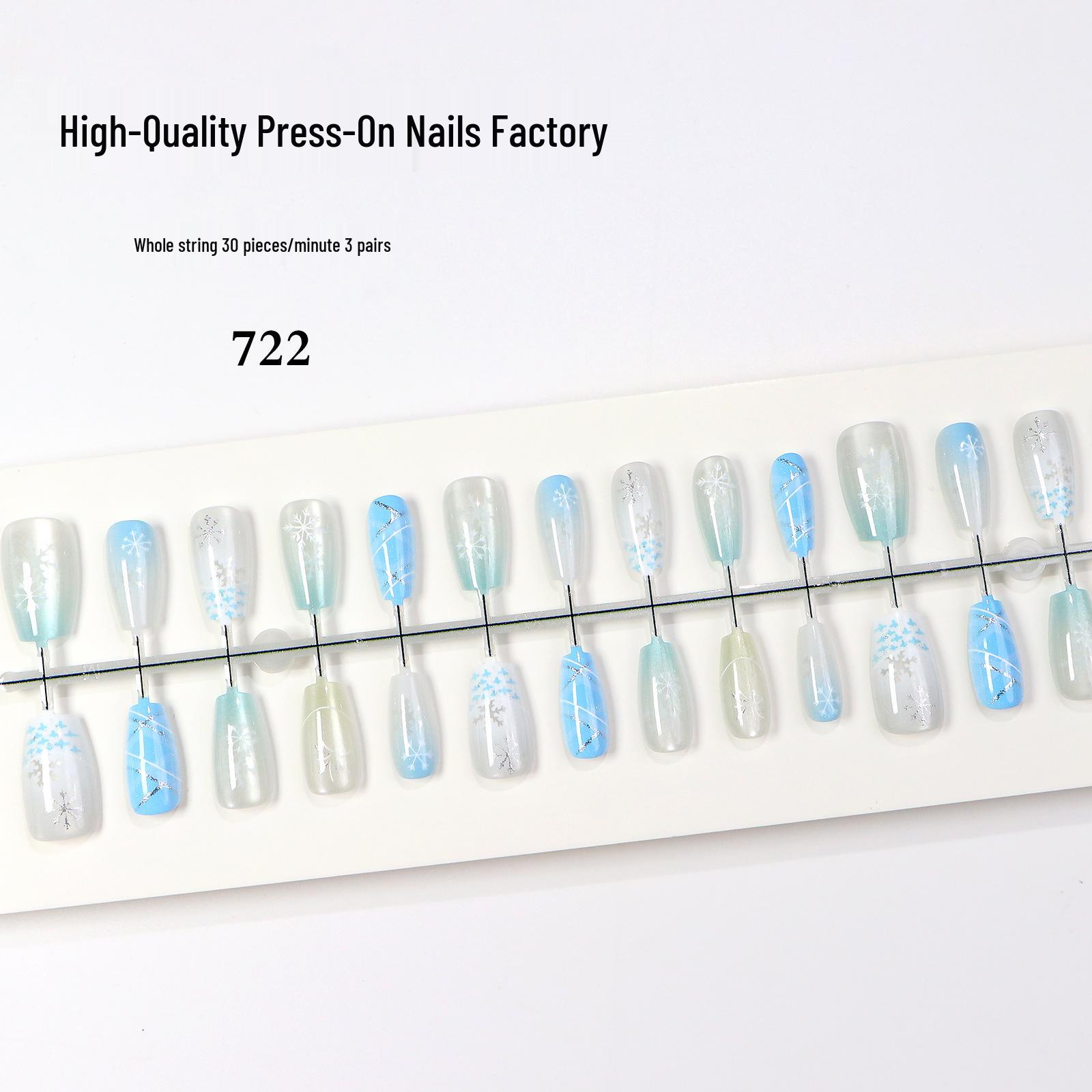 Short Wearable Ice-Cool Cat Eye Press-On Nails: Gilded Snowfield Romance in French Minimalist Manicure Style 6 pcs Standard