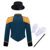 Kids Ringmaster Costume Set Long Sleeve Stand Collar Tassel Shoulder Button Jacket Hat Magic Gloves Halloween Performance