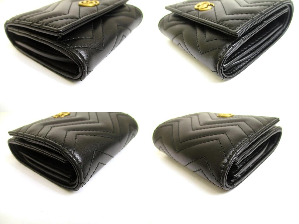 Authentic GUCCI GG Marmont Black Leather Bifold Wallet Compact Wallet #a913  Refurbished