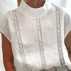 2023 Damen Baumwoll-Leinen Spitze Freizeitbluse