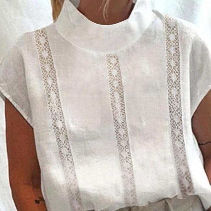 2023 Dámská bavlněno-lněná krajková ležérní košile