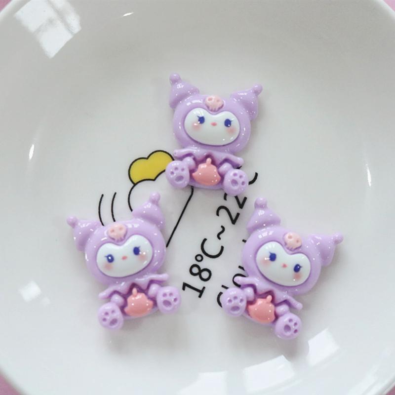 10Pcs Kawai Cartoon Bright Surface Animal Resin Flat Back Scrapbook   Diy Bow Decor Accessories Crafts A15