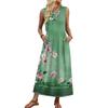Ladies' Floral Print Casual and Fashionable Waist Cinched Sleeveless Dress