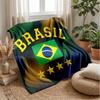 Brazil Football Printed Flannel Blanket Skin Friendly Warm Decorative Throw for Indoor Couch Bed Daily Use