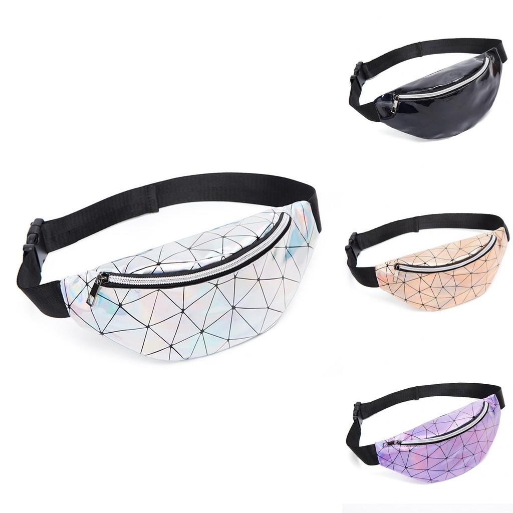 Elegant Geometric Holographic Waist Bags Stylish Fanny Belt Packs For Any Occasion