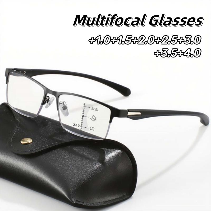 Modische progressive multifunktionale Lesebrille für Herren Ultraleicht Intelligent Bequem Fernsichtbrille +1.0 bis +4.0
