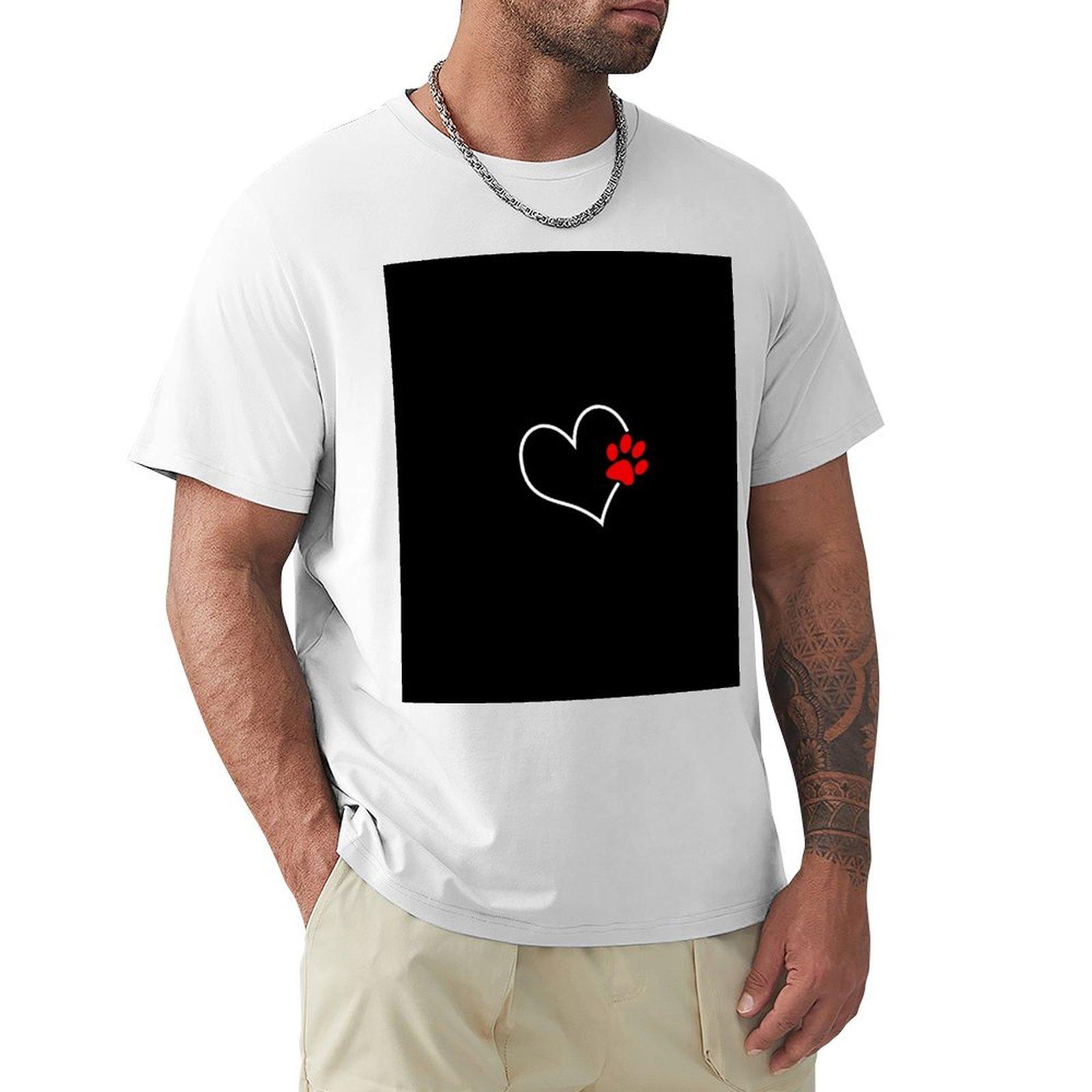 Paw on my heart TShirt Funny tshirts Anime tshirt cotton man tshirts man t shirt mens graphic tshirts hip hop S