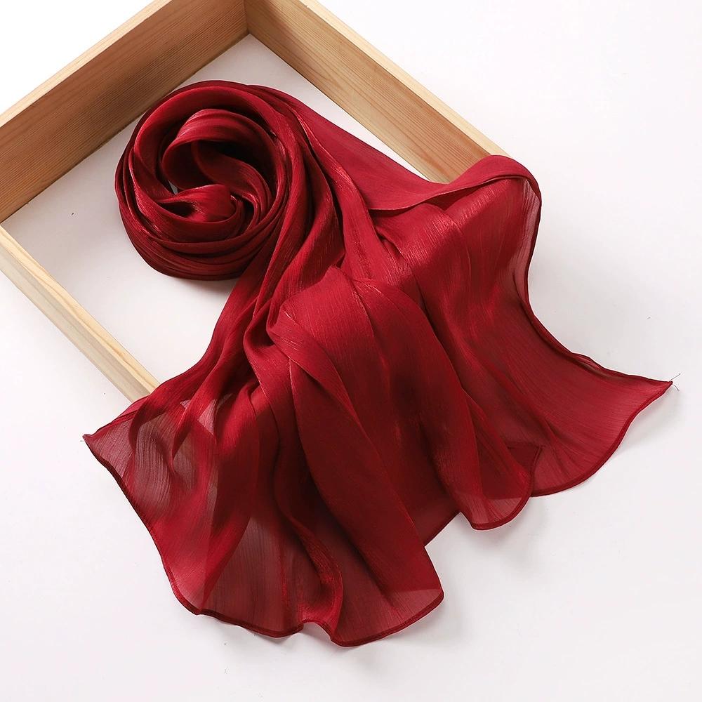 Breathable and Cool Long Scarf Malaysian Shining Imatation Silk Solid Color Scarf Veil Hijab Chiffon Shawl
