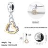 100%Stering Copper Gold Plated Double-Hearted Charms Bead Love Pendant Fit Original Bracelet Diy For Women Jewelry