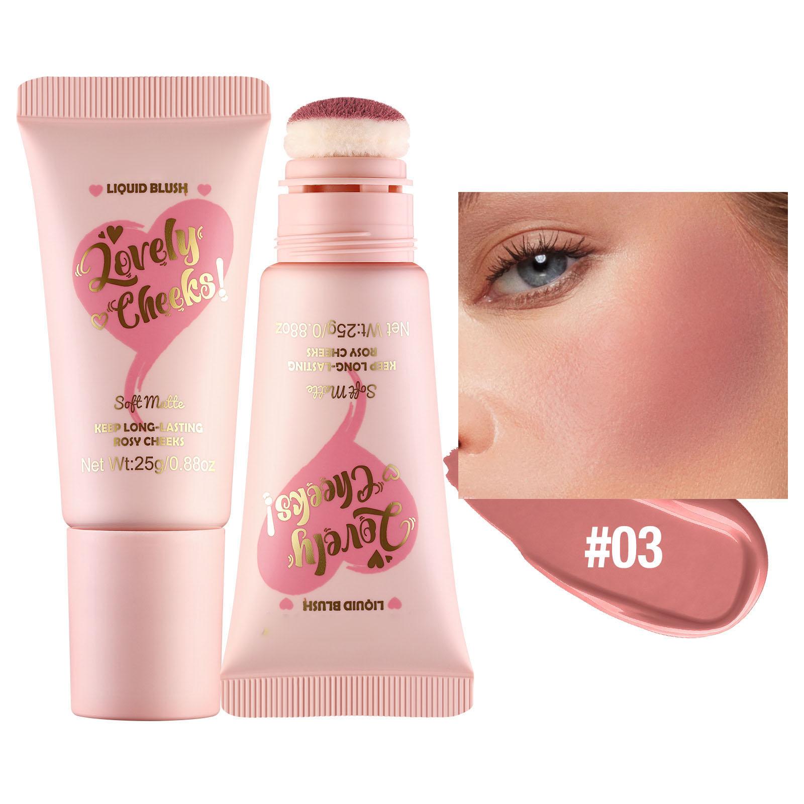 Sponge Head Liquid Powder Blusher, Velvet, Lip And Cheek -Use Powder Blusher With Cushion Applicator,25ml One Size