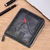 Men's Bifold Wallet with Zipper Edge - Vintage Leather ID and License Holder with Snap Coin Purse