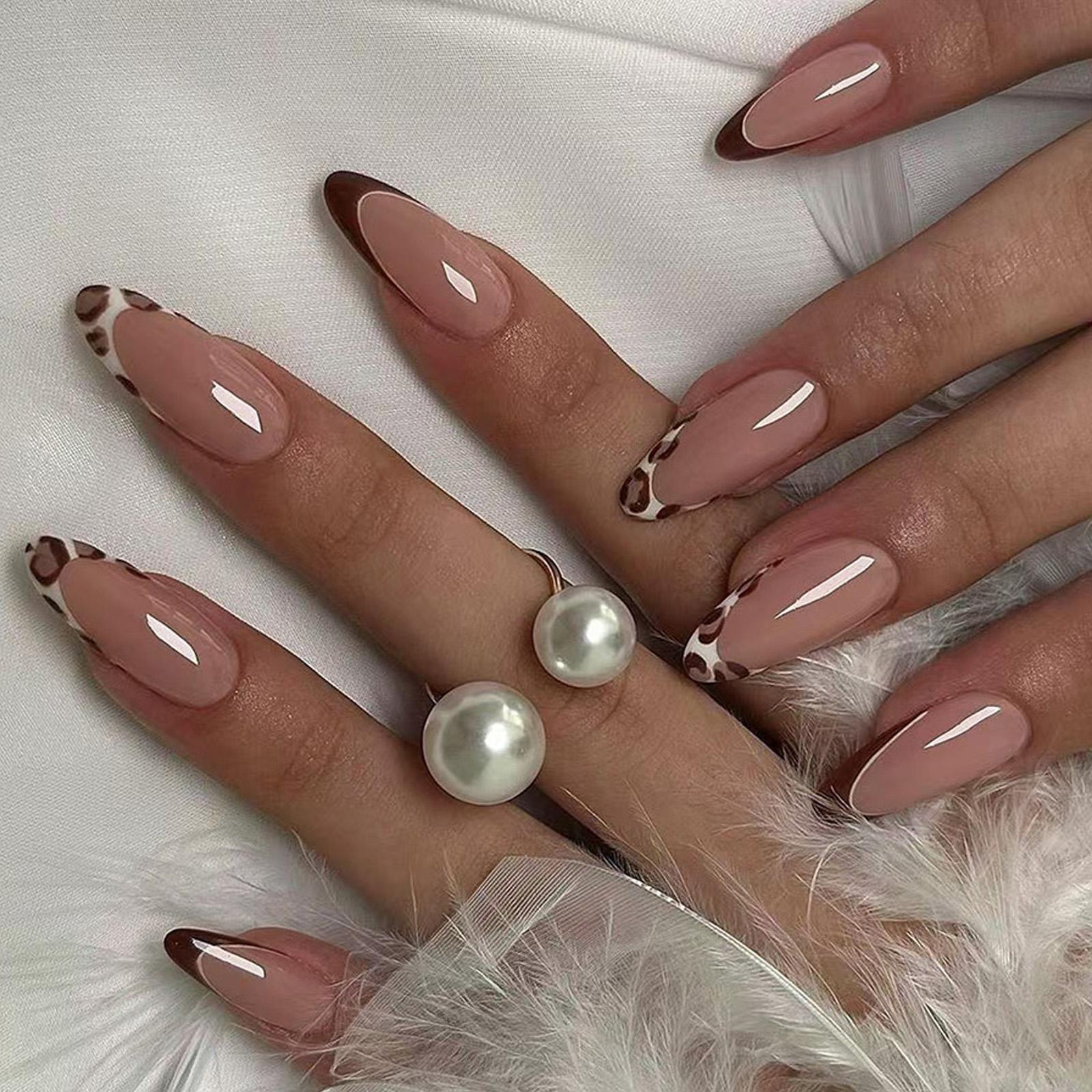 

Накладные ногти миндалевидной формы, глянцевые, на клеевой основе, полное покрытие, искусственные акриловые ногти