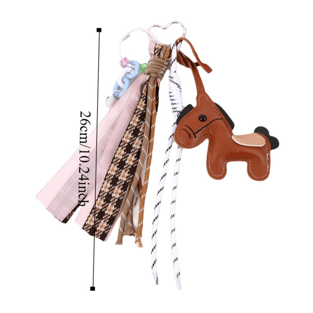 Cartoon Zodiac Pony Bag Pendant Leather Chinese New Year Gift Kawaii Horse Keychain  Backpack