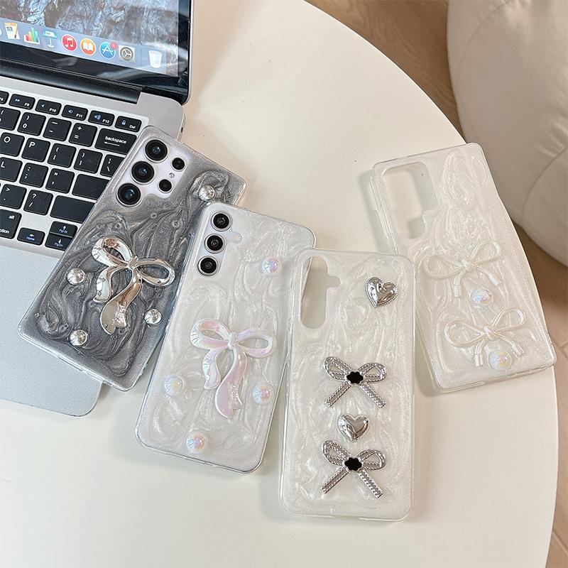 Epoxy Laser Beads A16 Mobile Phone Case For Samsung S24Plus Bow S23 Women'S S25Ultra