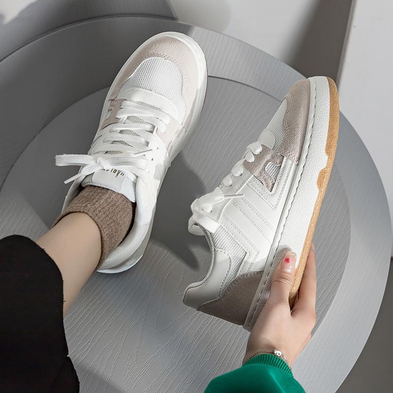 

Dexun retro board shoes women s 2025 spring new striped flat bottom low-top casual versatile Japanese white shoes tide in 35