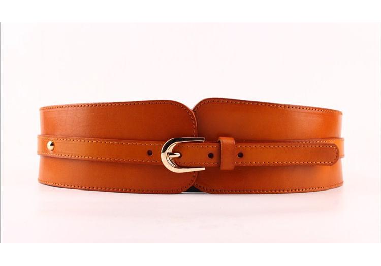 Waistband Female Vintage Genuine Leather Belt Buckles 100% Cowskin Wide Belt For Women High Quality Ceinture Femme Elastic Red