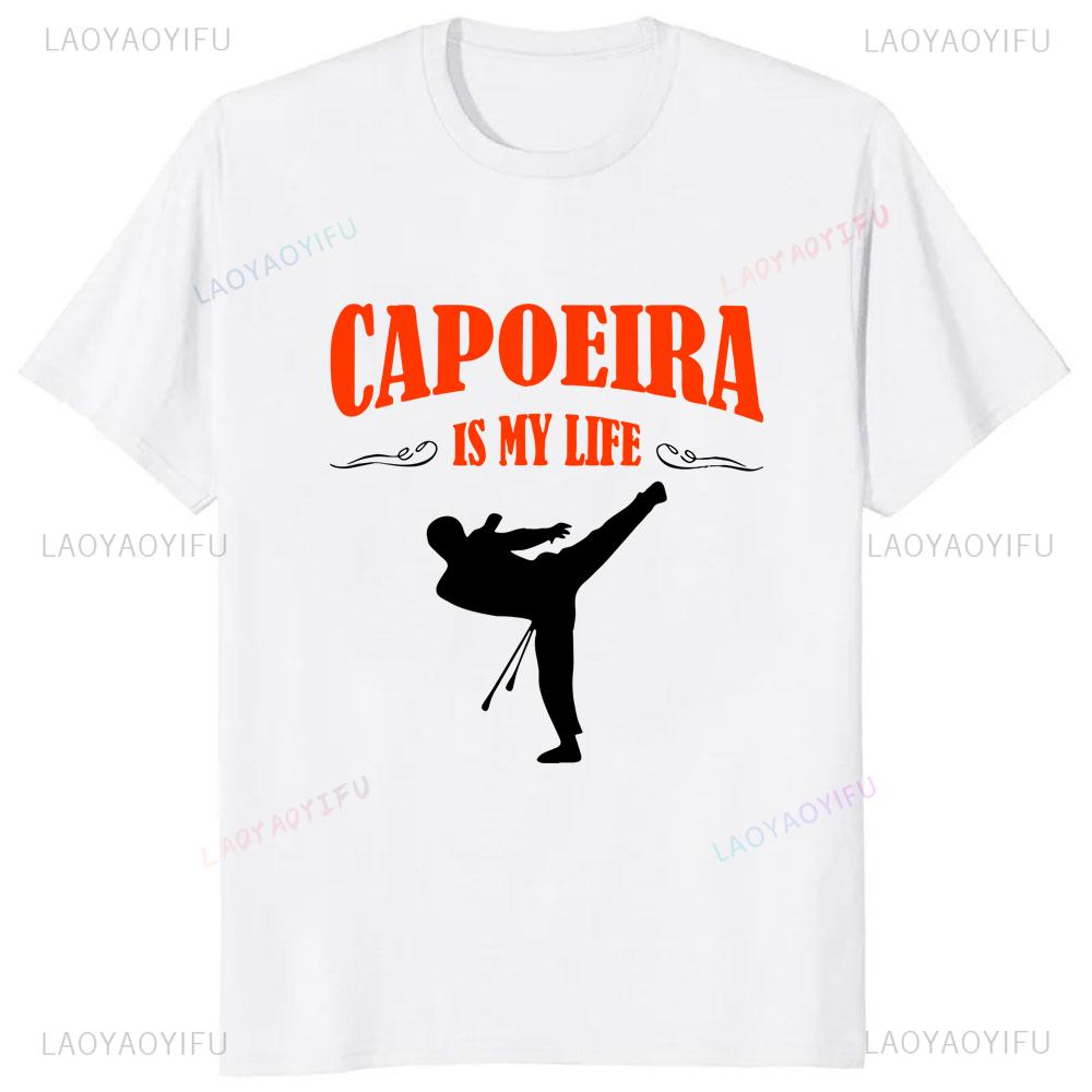Vintage Capoeira Printed Tshirt Brazilian Faith Casual Fashion Loose Streetwear Short Sleeve Man Tshirt Breathe Women Tees