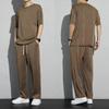 Tuta Sportiva da Uomo di Alta Gamma in Seta di Ghiaccio Uso Casalingo Casual Pantaloni Lunghi Maniche Corte Top Asciugatura Rapida Set Collezione Estiva