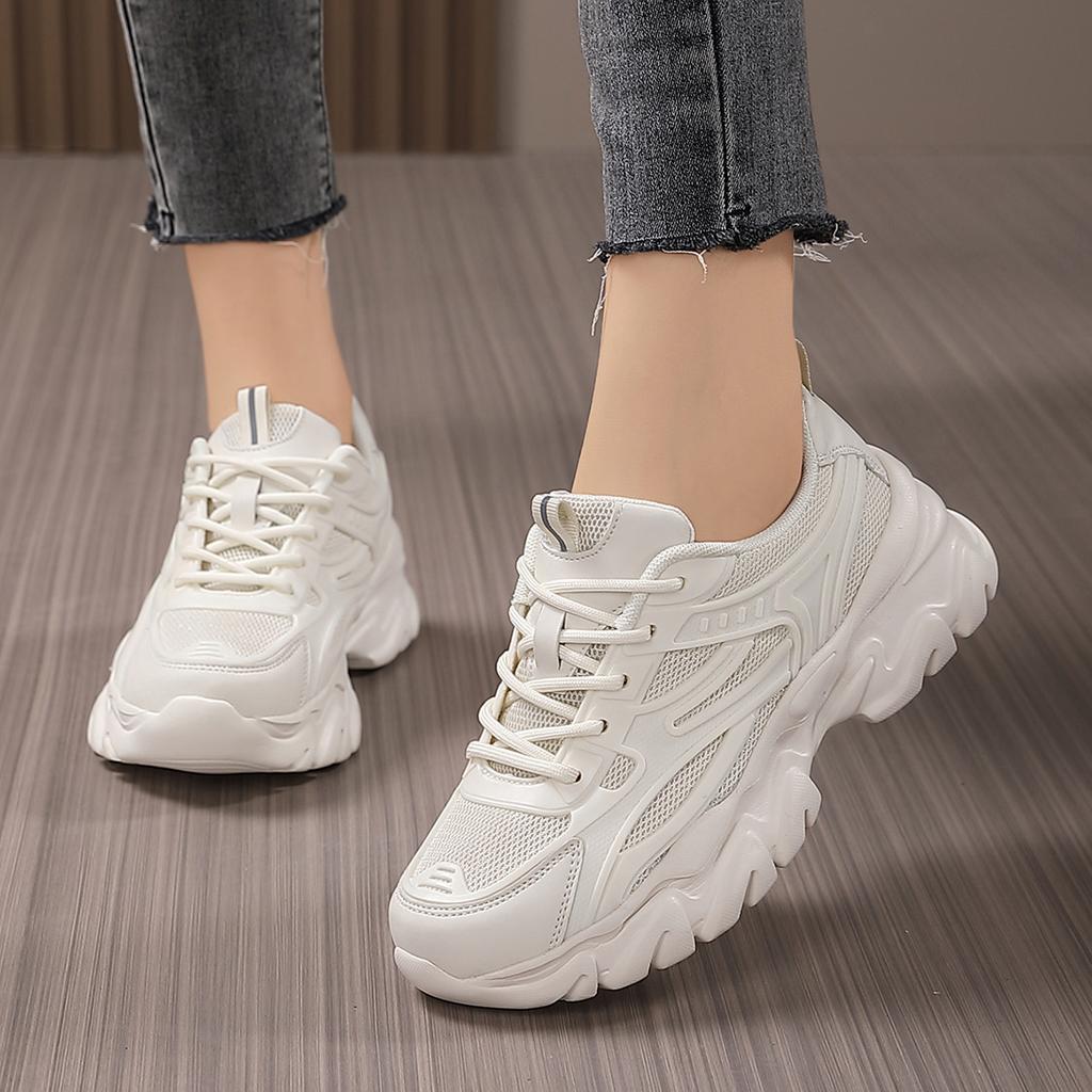 Non-slip sneakers, black, thin and heightened dad shoes, spring and autumn thick soles, comfortable and casual large size.