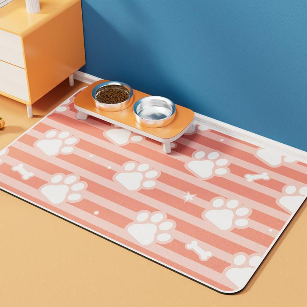 Cute Dog PAWS Feeding Pad Absorbent NonSlip Quick Dry Dog Bowl Mat for Messy Food Water Spills Durable Families with Pets Gifts