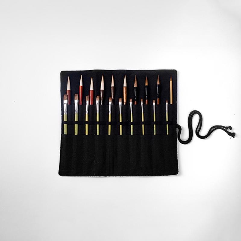 Paint Brush Holder Canvas Roll Up Case 20 Slots Paint Brush Organizers Pouches for Acrylics Oil Watercolor Gouache Brush